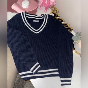Hollister Navy Sweater with White Accents